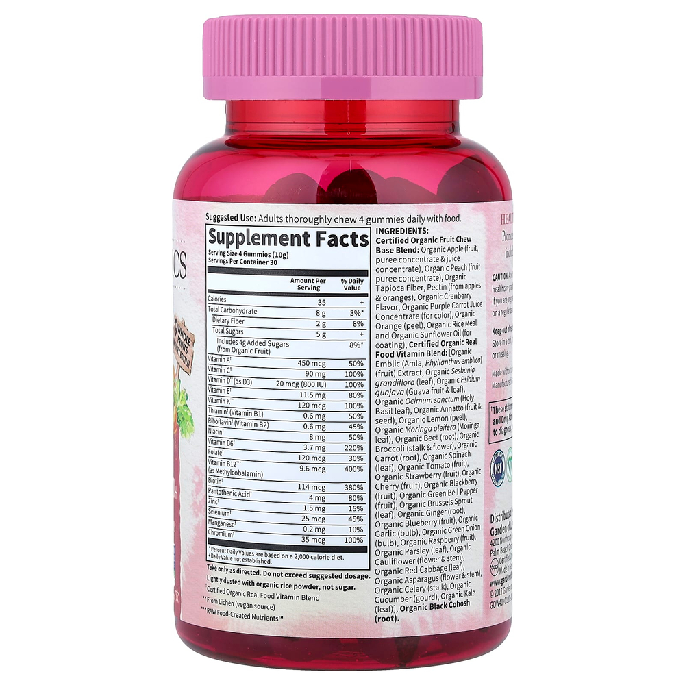 Garden of Life, Organics, мультивитамины для женщин старше 40 лет, органические ягоды, 120 веганских жевательных таблеток
