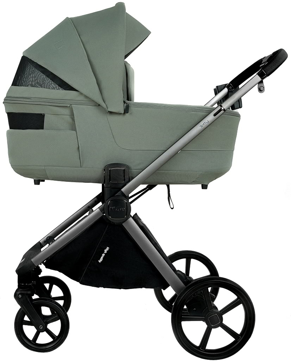 Детская коляска Pituso Teffy 4 в 1 с автокреслом Baesa Black с базой Sage Green/Graphite