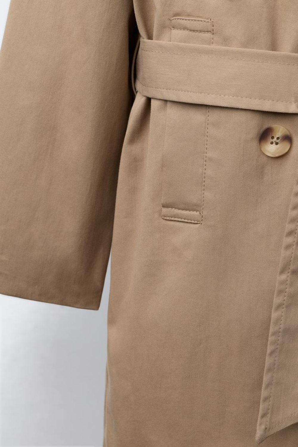 ZARA ДЛИННЫЙ ТРЕНЧ С ПОЯСОМ, РЫЖЕВАТО-КОРИЧНЕВЫЙ