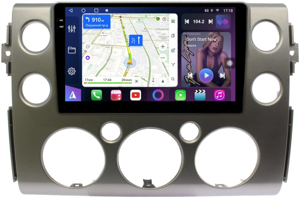 Магнитола для Toyota FJ Cruiser 2005-2022 (рамка серая) - FarCar BM9-9543S монитор 9.5" QLED на Android 14, TS10, 4+32Гб, CarPlay, 4G SIM-слот