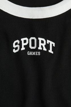 H&M Платье из хлопка в рубчика, черный