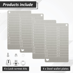Hotop Steel Wallet — Набор из 4 пластин для хранения сид-фраз Нержавеющая сталь 304, совместимость с BIP39