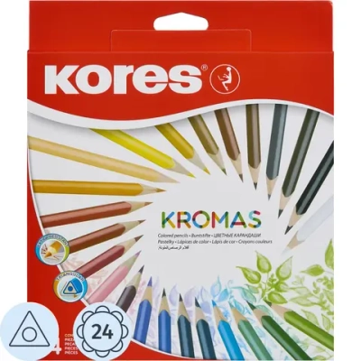 Карандаши цветные Kores Kromas 24 карандаша 24 цвета трёхгранные