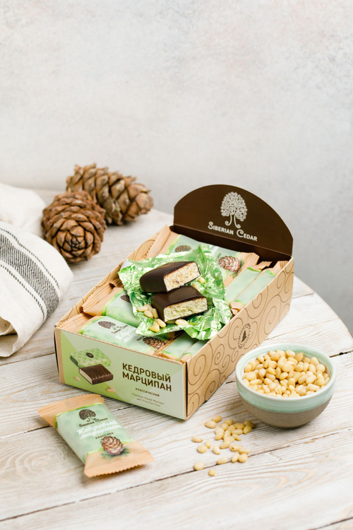 Кедровый марципан Классический / шоу-бокс / 18 шт / 720 г / ТМ Сибирский кедр