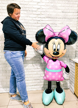 Шар Ходячая фигура "Минни Маус платье розовое в горошек" 137 см