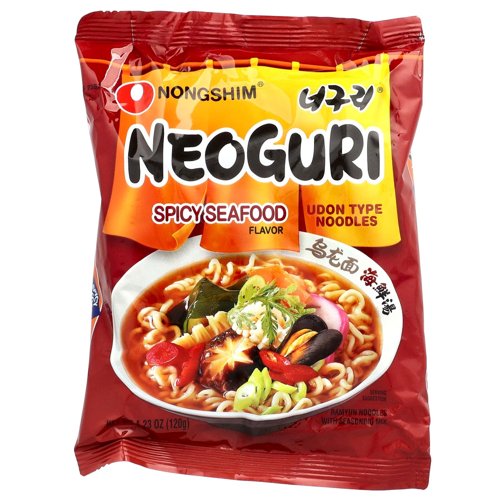 Nongshim, Neoguri, лапша удон, пряные морепродукты, 4 пакетика по 120 г (4,23 унции)