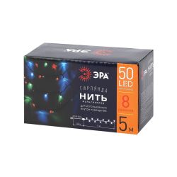 Светодиодная новогодняя гирлянда ЭРА ENIN-5M нить мультиколор 8 режимов | Гирлянды