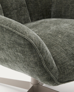 Teryl Кресло из шенилла зеленого цвета с серым металлом