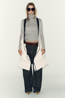 ZARA ДЛИННЫЙ ПРОРЕЗИНЕННЫЙ АНОРАК WINDPROOF С КАПЮШОНОМ, СВЕТЛО-БЕЖЕВЫЙ