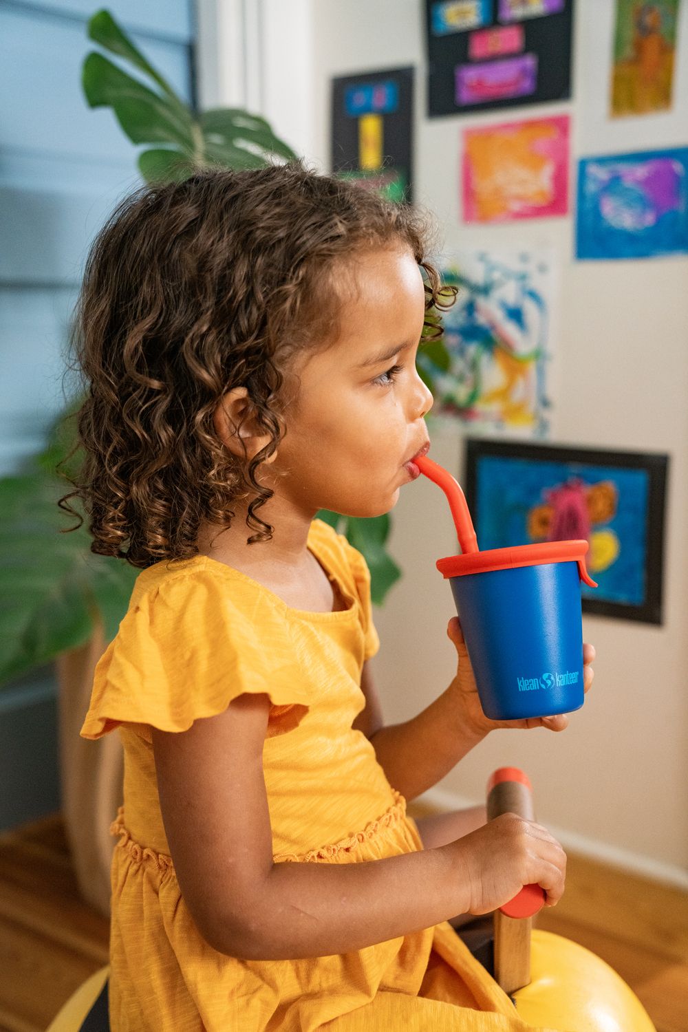 Детский стакан одностенный Klean Kanteen Kid Cup Straw Lid 10oz (296 мл) Mykonos Blue с трубочкой