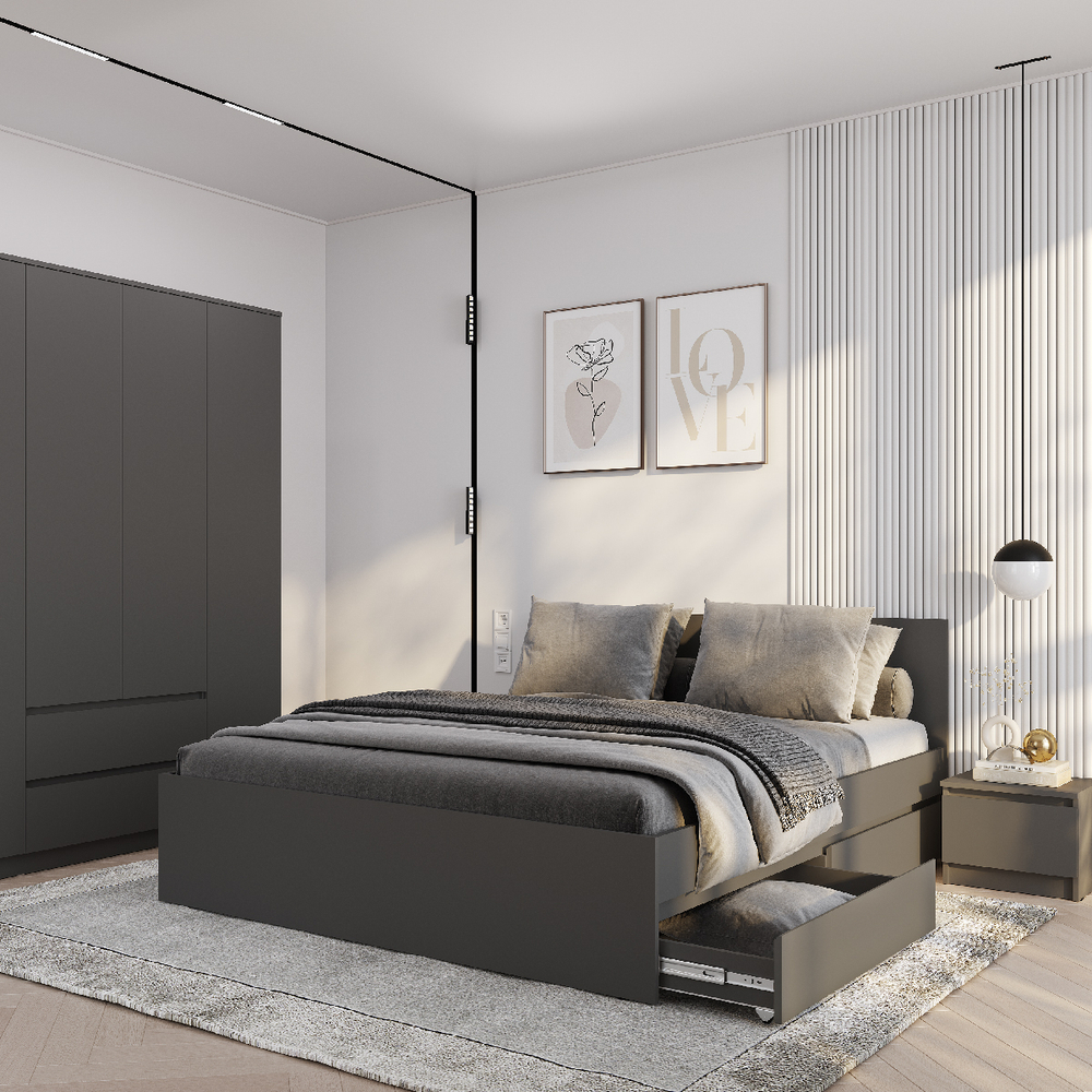 Кровать 1,6 м Симпл КР-17 графит