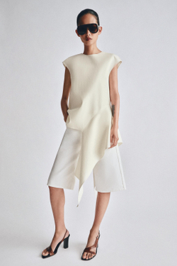 ZARA ТОП АСИММЕТРИЧНОГО КРОЯ — ZW COLLECTION, ЭКРЮ