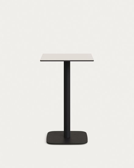 Высокий садовый столик Dina белый на черном металлическом основании 60 x 60 x 96 см