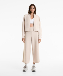 Oysho Толстовка с капюшоном в рубчик, бежевый