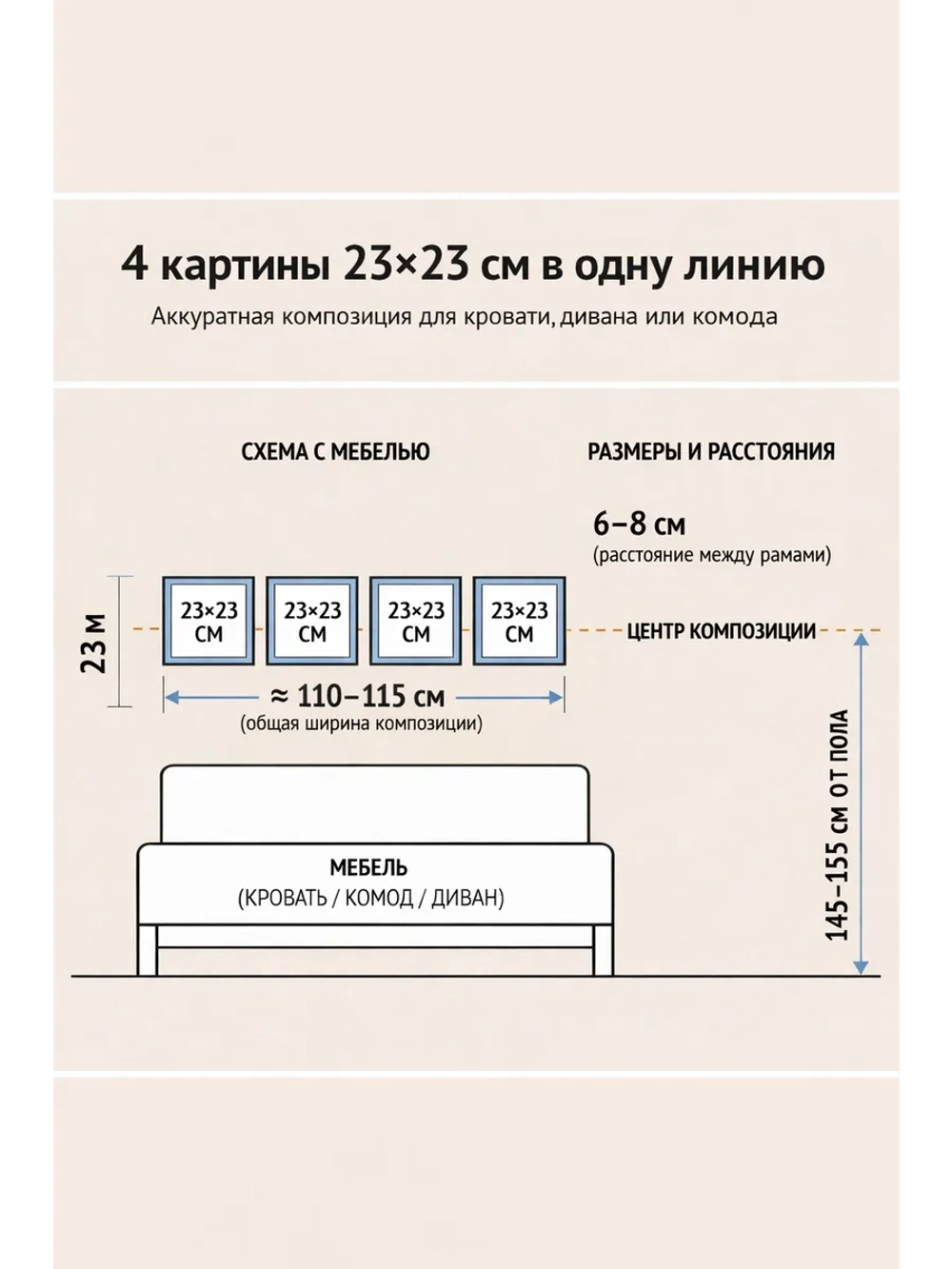 Набор из 4х картин для гостиной, детской, 23*23 см