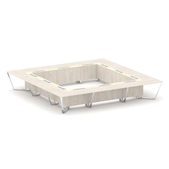 Steel Meet Стол переговорный квадратный MM-PR.B.SP-24K Денвер Светлый/Ваниль Глянец/Нержавеющая Стал