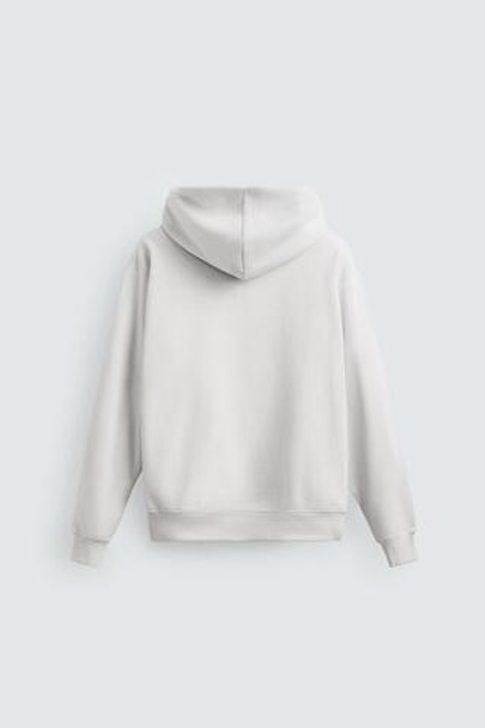 ZARA БАЗОВОЕ ХУДИ С КАПЮШОНОМ, ЖЕМЧУЖНО-СЕРЫЙ