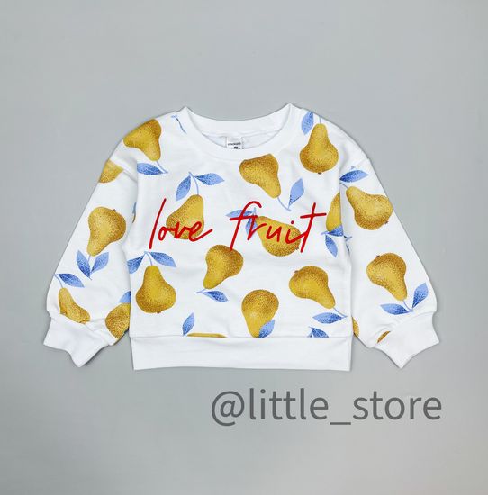 Свитшот "Грушевый сад" из футера, груши на белом