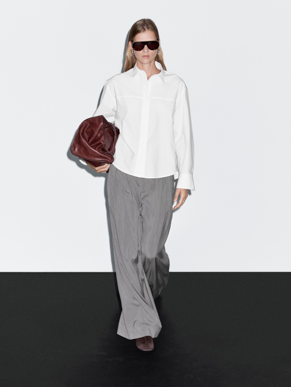 Massimo Dutti Рубашка из 100% хлопка с вышивкой, белый