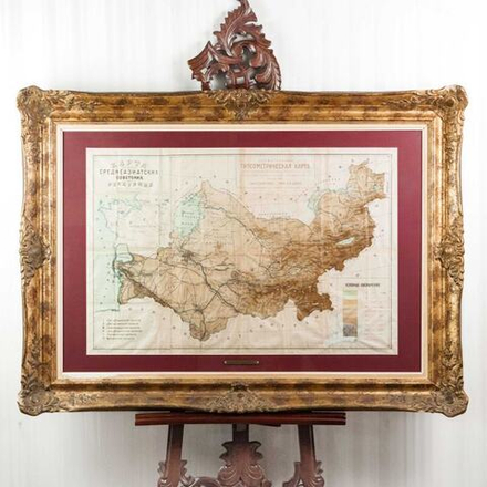 Редкая карта Среднеазиатских Республик. Схематическая гипсометрическая карта Казахстана