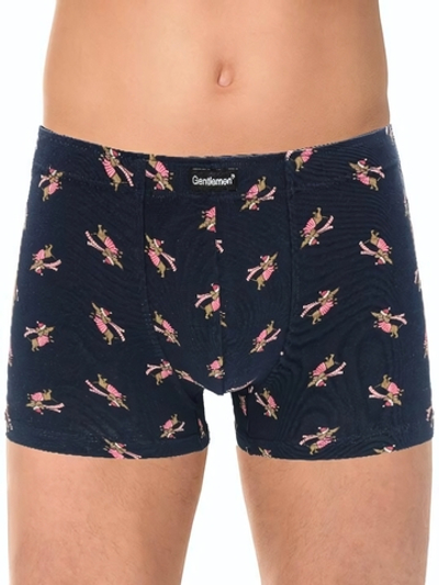 Мужские трусы-боксеры с принтом в виде такс (Размер: XXL) (Цвет: темно-синий)