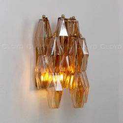 Бра Cloyd CALCUTTA W1 / выс. 37 см - латунь - янтарн.стекло (арт.20484)