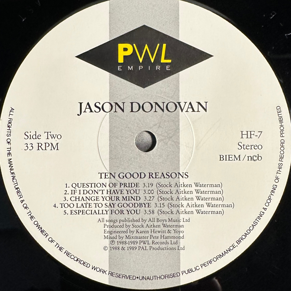Jason Donovan - Ten Good Reasons (Скандинавия 1989г.)