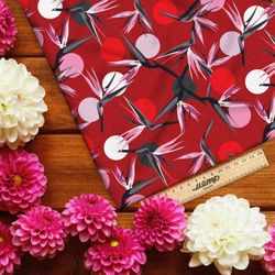 Ткань мембрана японские цветочные мотивы