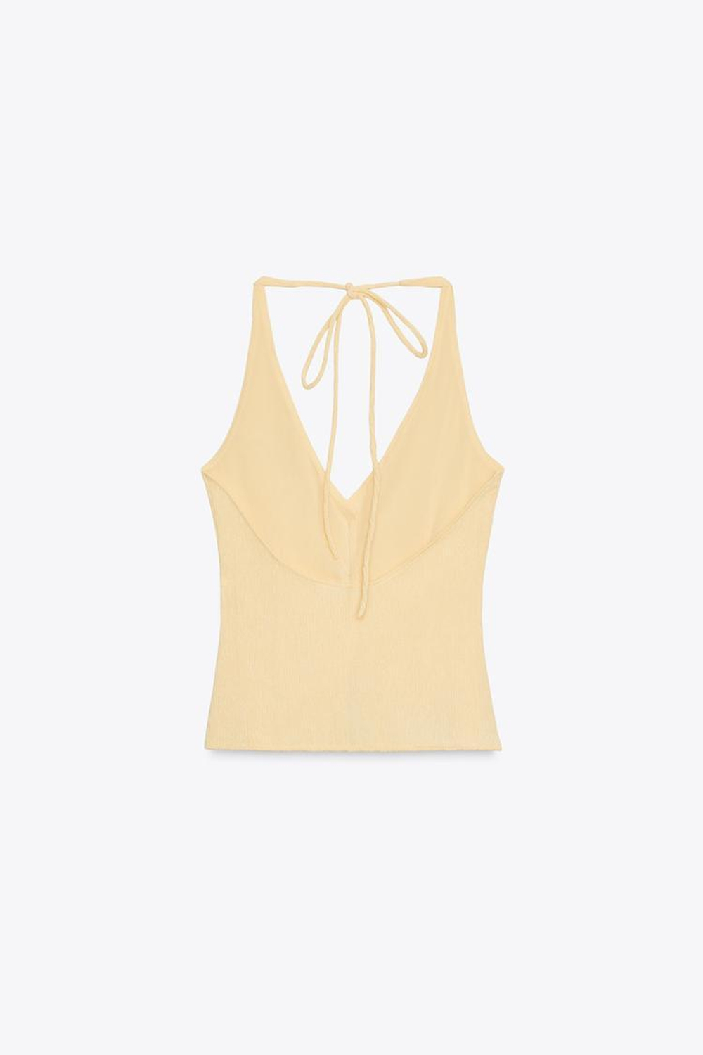 ZARA ТЕКСТУРИРОВАННЫЙ ТОП-ЖИЛЕТ, ЖЕЛТЫЙ