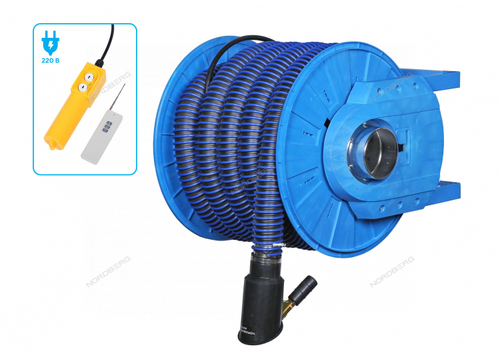 Катушка для сбора выхлопных газов с автоматическим приводом со шлангом L=8 м, D=75 мм и насадкой NORDBERG HRF8075E-KIT