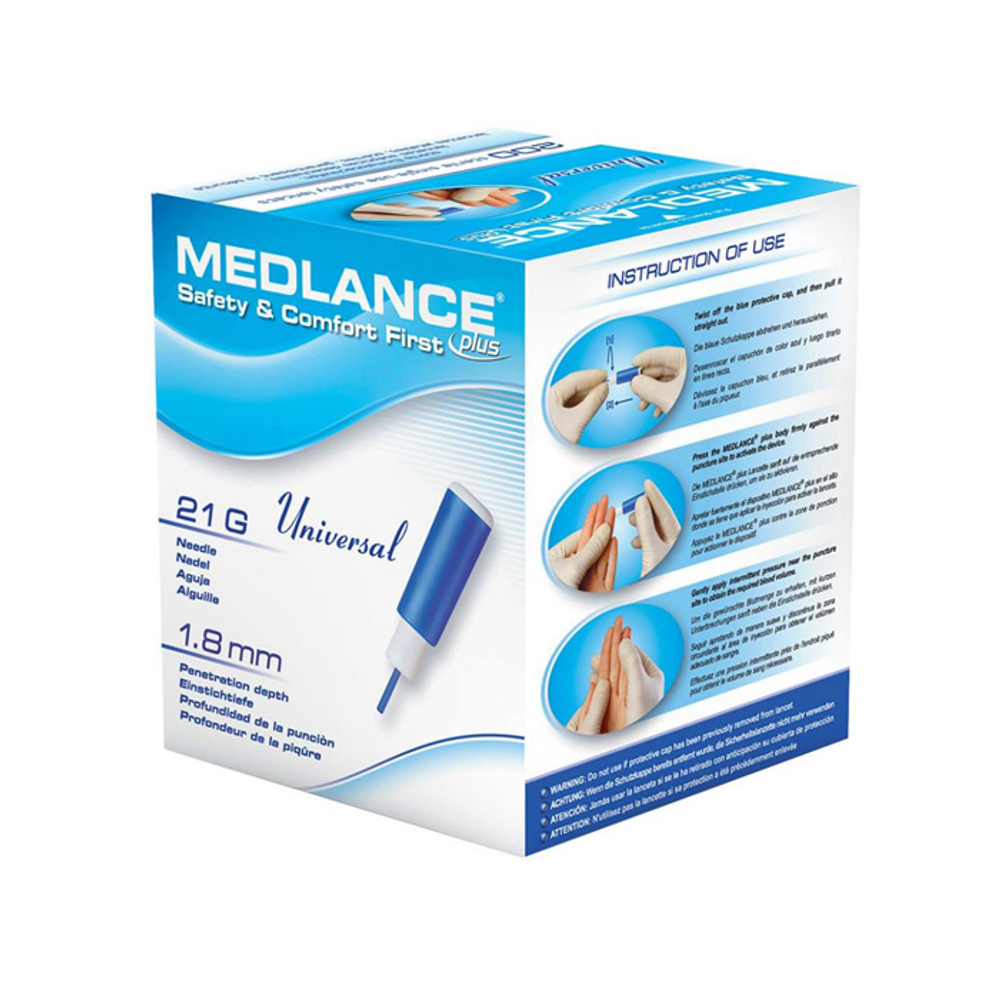 Скарификатор (ланцет) безопасный Медланс плюс Универсал, 21G, 1,8мм, 200шт./уп., Польша