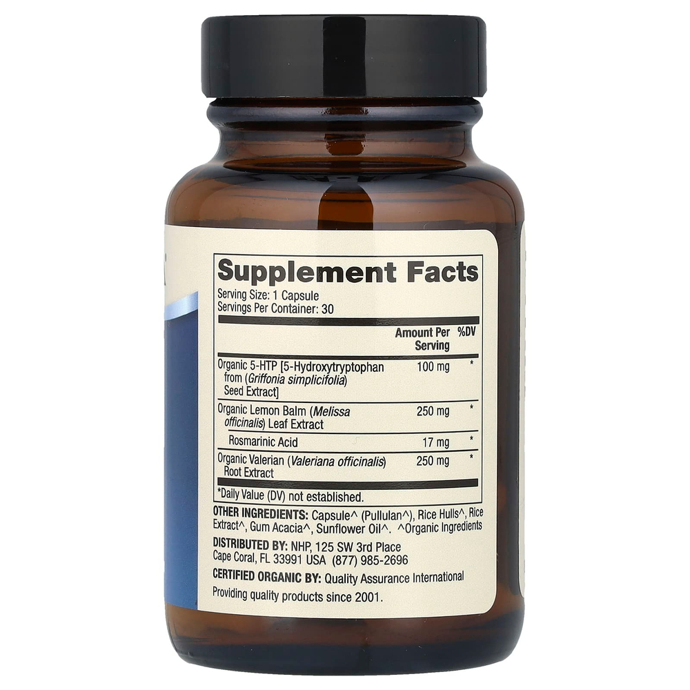 Dr. Mercola, Органический 5-HTP с корнем валерианы и мелиссой, 30 капсул