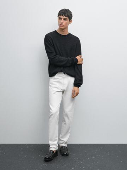 Massimo Dutti Джинсы Slim Fit, кремовый