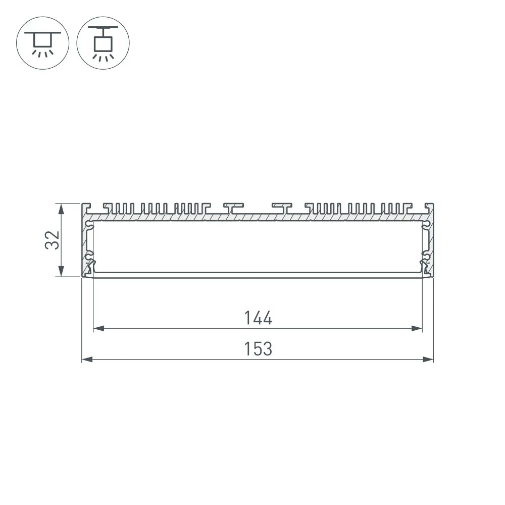 Профиль ARH-POWER-W150-2000 ANOD (Arlight, Алюминий) 036368