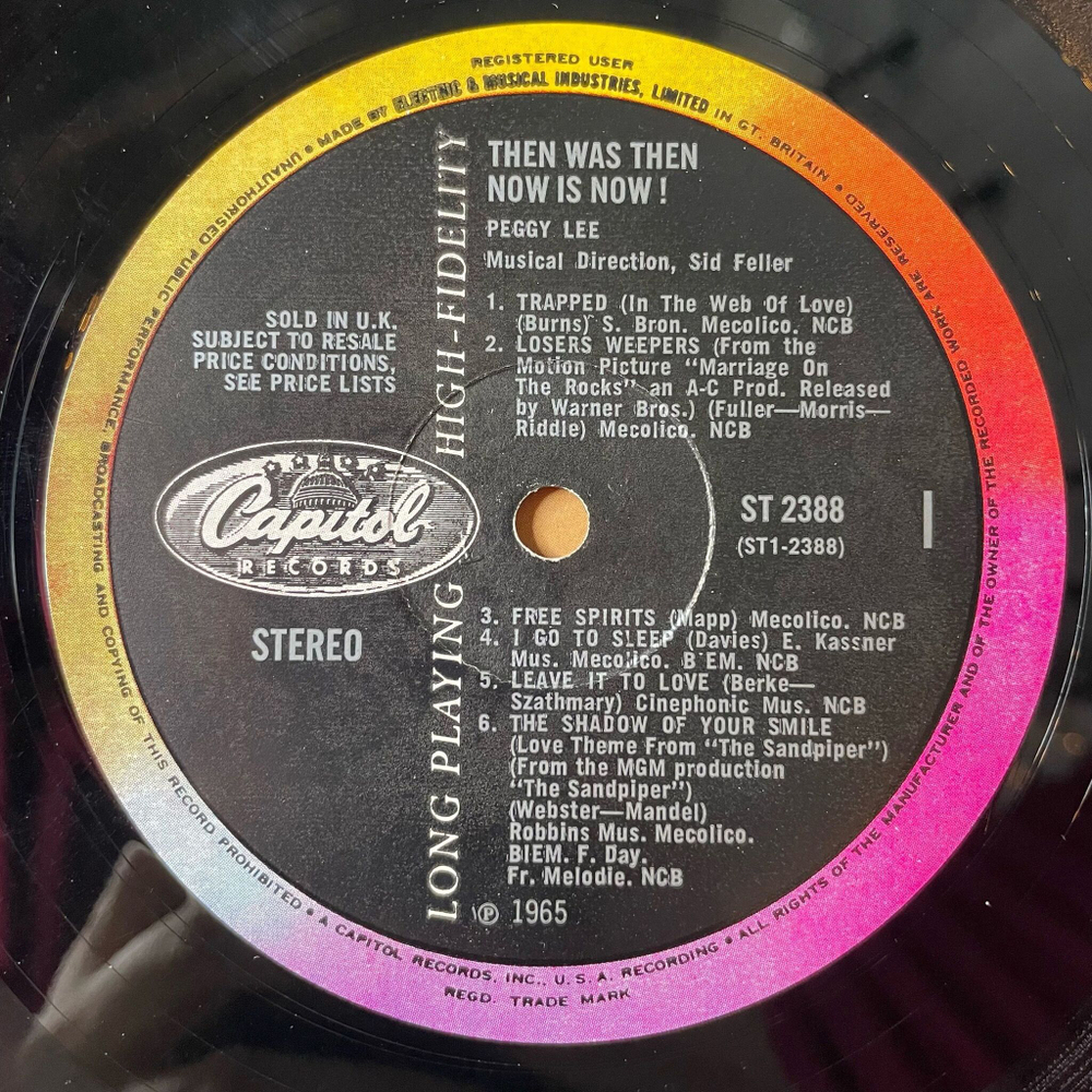 Винтажная виниловая пластинка LP Peggy Lee Then Was Then And Now Is Now (UK 1965)