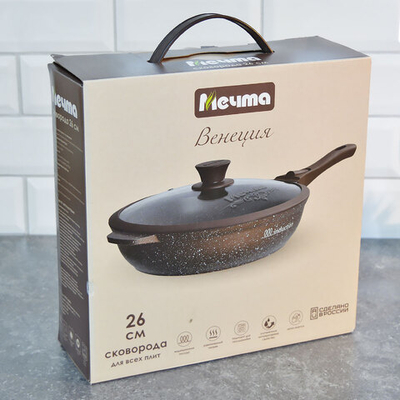 Сковорода 26см Венеция со съемной ручкой и стеклянной крышкой