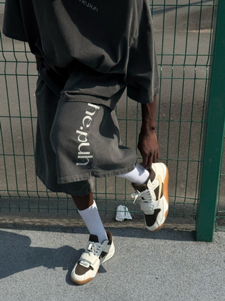 Графитовые трикотажные шорты с лого