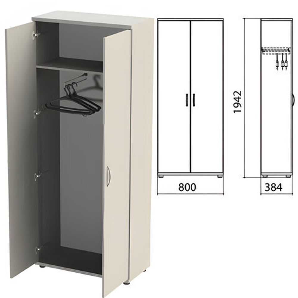 Шкаф для одежды &quot;Этюд&quot;, 800х384х1942, цвет серый (КОМПЛЕКТ)