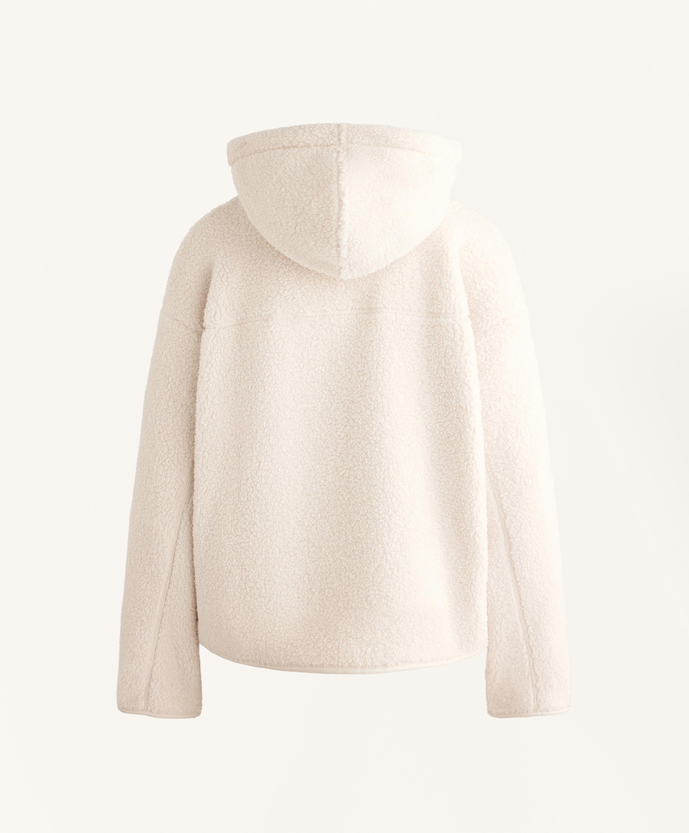 Oysho Куртка из искусственной овчины с капюшоном, экрю