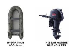Лодка ПВХ HYDRA Nova 400 Люкс камуфляж + 4х-тактный лодочный мотор NISSAN MARINE NMF 40 A ETS