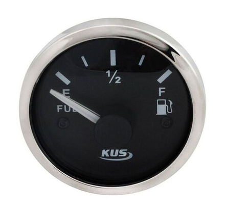 Указатель уровня топлива 240-33 Ом (US), черный циферблат, нержавеющий ободок, д. 52 мм