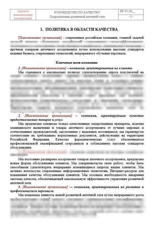 Руководство по качеству в аптеке