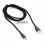 Кабель USB-Type C BLAST BMC-414, чёрный  металл. штекер, 1,2м круглый чёрный нейлон (40)