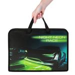 Папка на молнии с ручками ЮНЛАНДИЯ А4, 1 отделение, пластик, ширина 40 мм, "Neon race", 270950