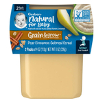 Gerber, Natural for Baby, Grain & Grow, 2nd Foods, овсяные хлопья с грушей, корицей, 2 пакетика по 113 г (4 унции)