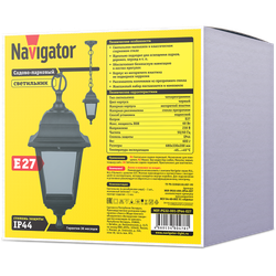 Светильник Navigator 80 478 NOF-PG32-001-IP44-E27 (4 грани черный подвесной)