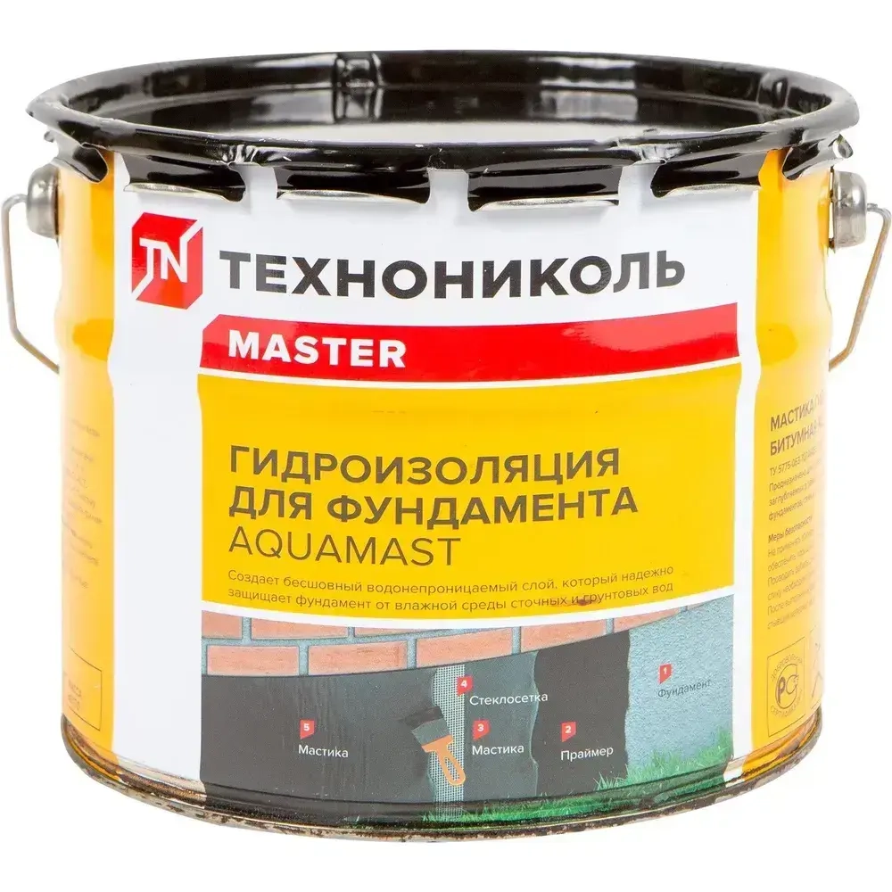 Мастика гидроизоляционная битумная для фундамента Технониколь AquaMast, 3 кг