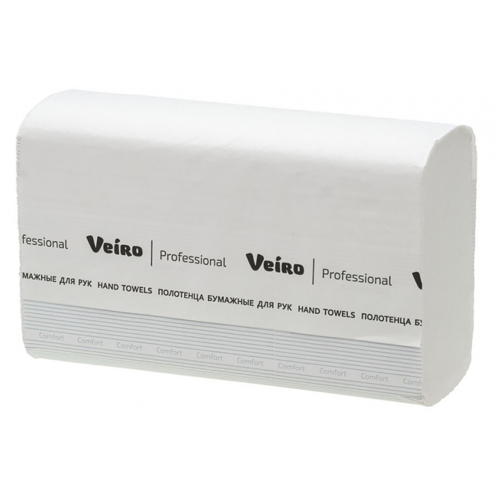 Бумажные полотенца W-сложения в пачках Veiro Professional Comfort белые двухслойные (21 пачка по 150 л)