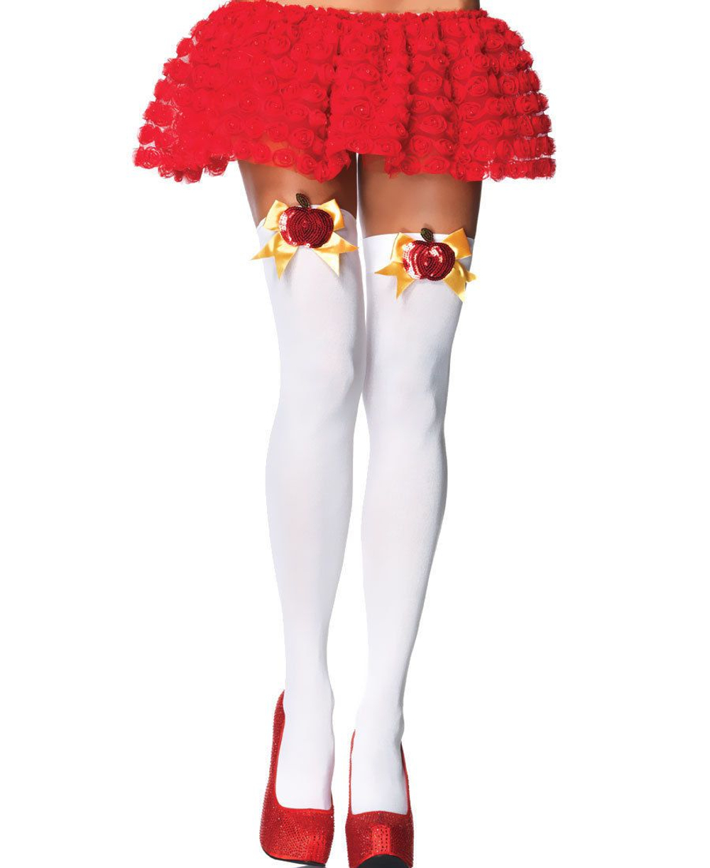 Плотные чулочки с бантом Leg Avenue (Размер: S-M-L) (Цвет: белый)