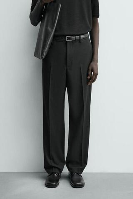 ZARA БРЮКИ STRAIGHT FIT КОМФОРТ, ЧЕРНЫЙ